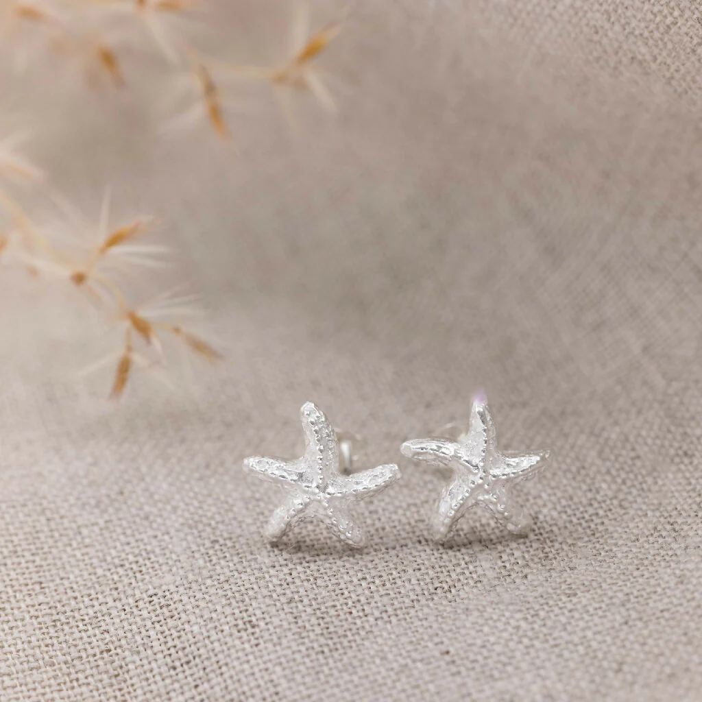 Silver Starfish Stud Earrings - Image 2
