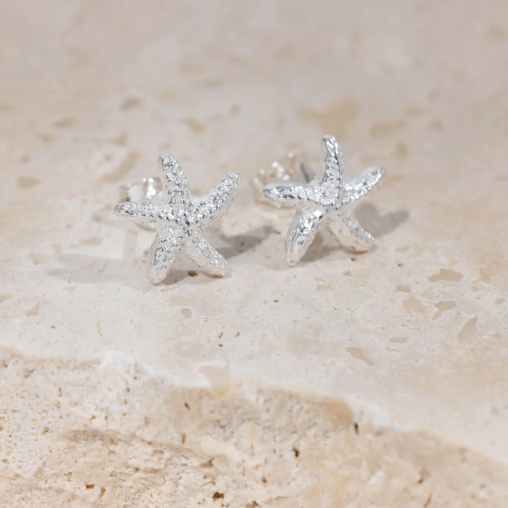 Silver Starfish Stud Earrings - Image 7