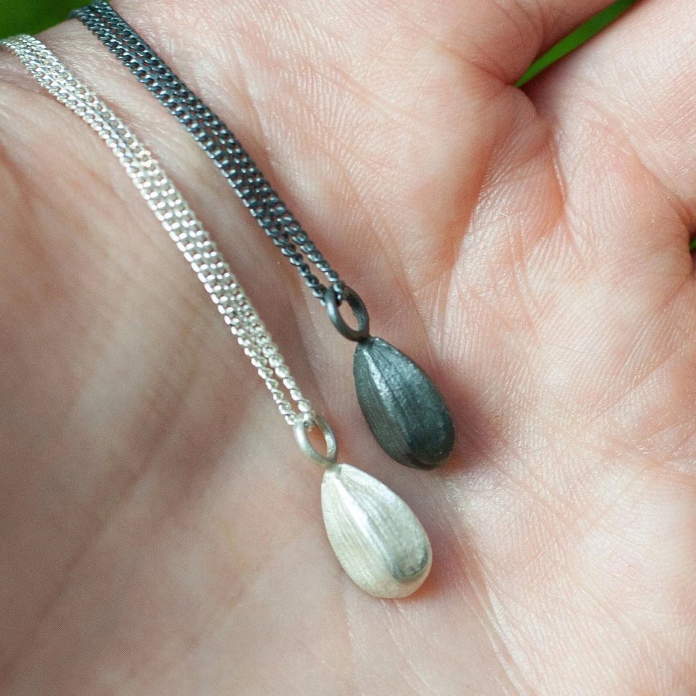 Silver Sunflower Seed Pendant - Image 3
