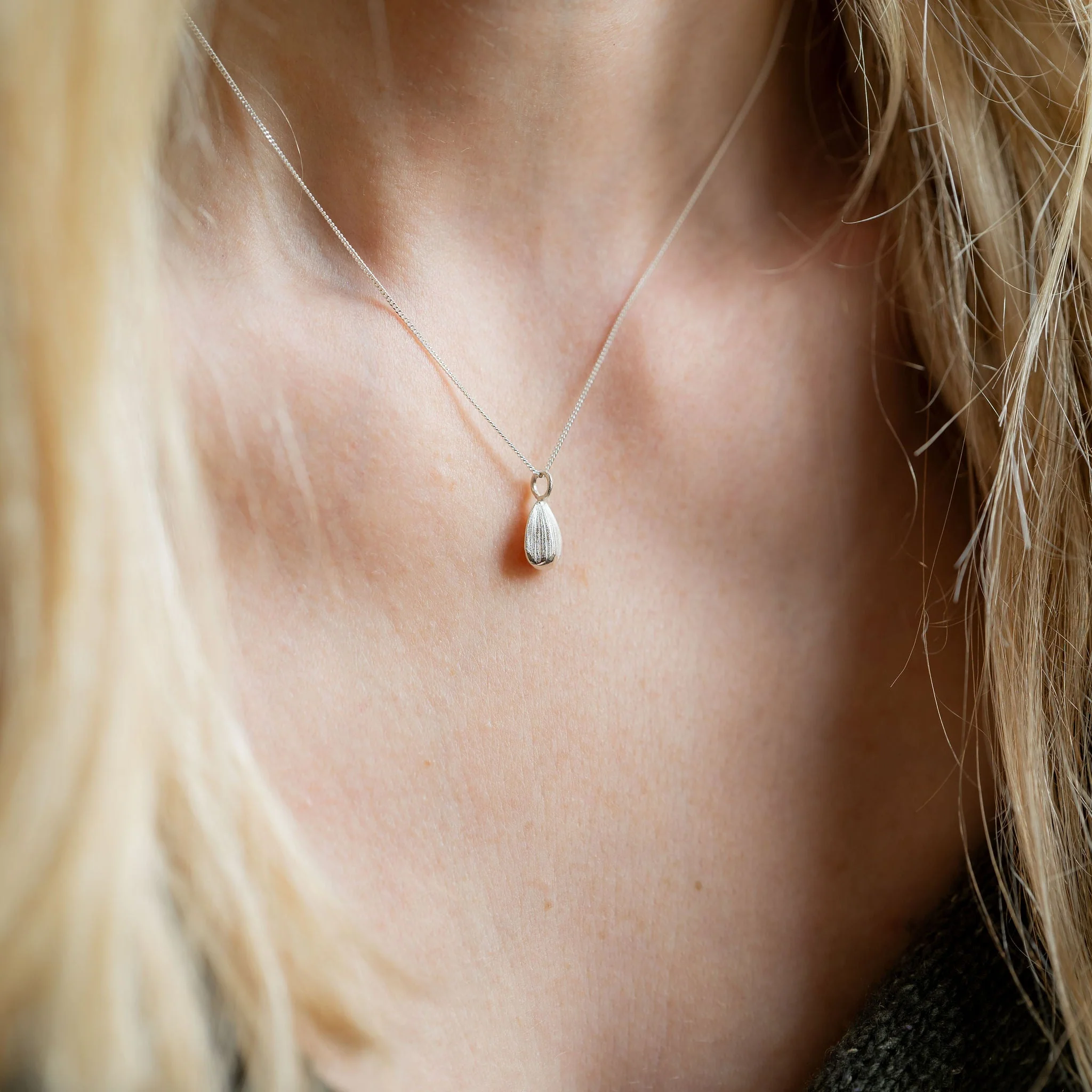 Silver Sunflower Seed Pendant - Image 4