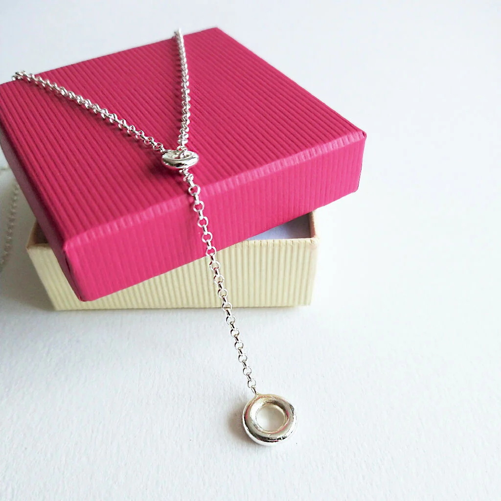 Silver TORUS Lariat Necklace - Image 2