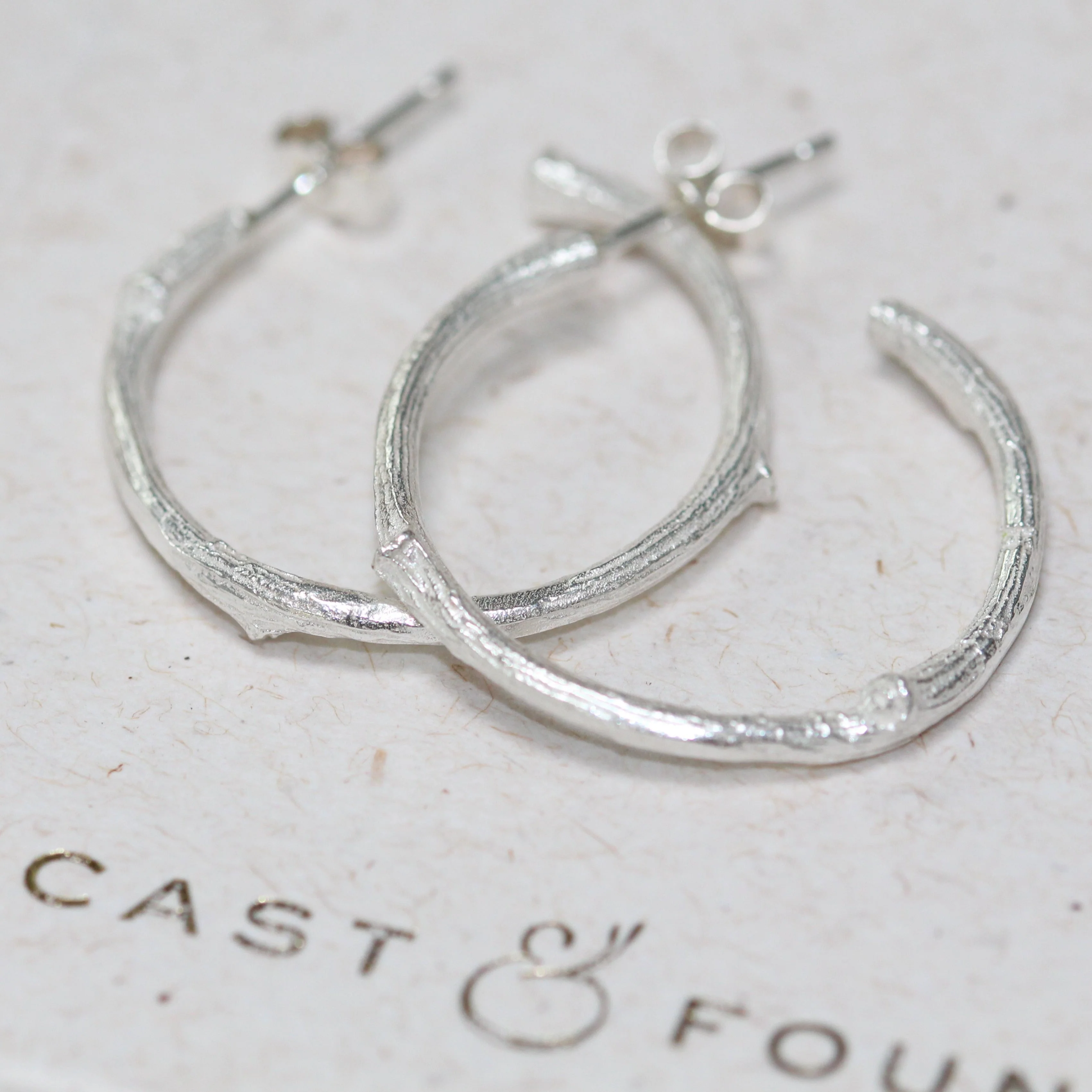 Silver Twig Hoop Earrings - Image 3