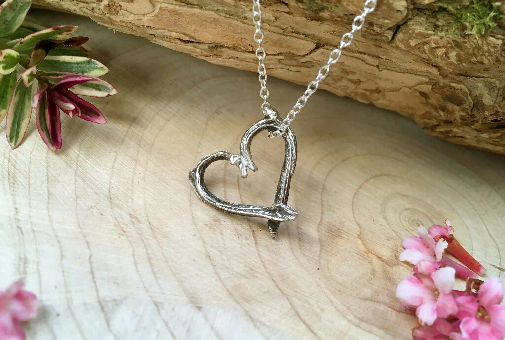 Silver Twig Love Heart Necklace - Image 4