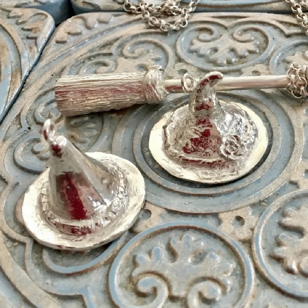 Silver Witch’s Hat Pendant Necklace - Image 2