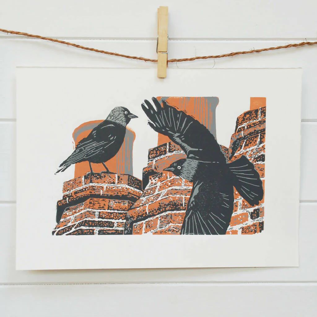 Sledmere Chimneys, Yorkshire Wolds - Limited Edition - Original Linocut Print - Image 3