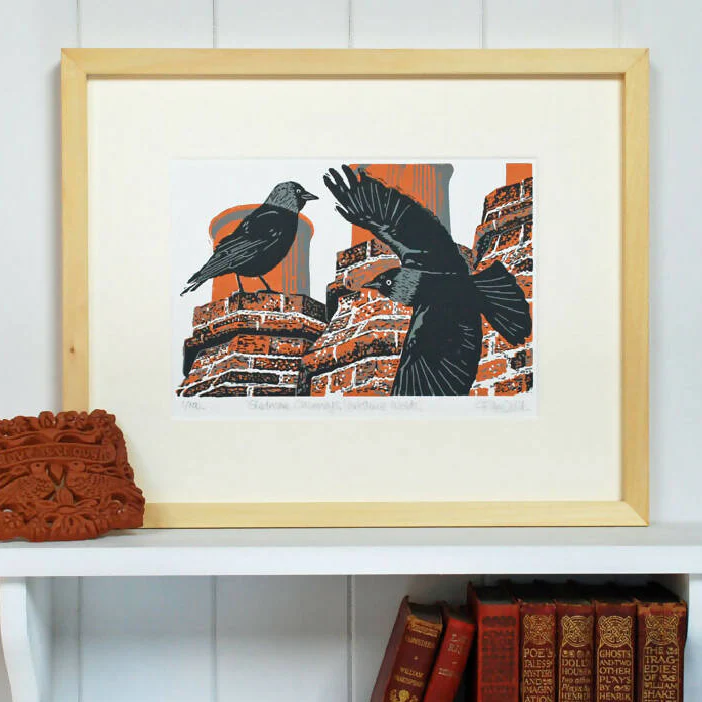 Sledmere Chimneys, Yorkshire Wolds - Limited Edition - Original Linocut Print - Image 5