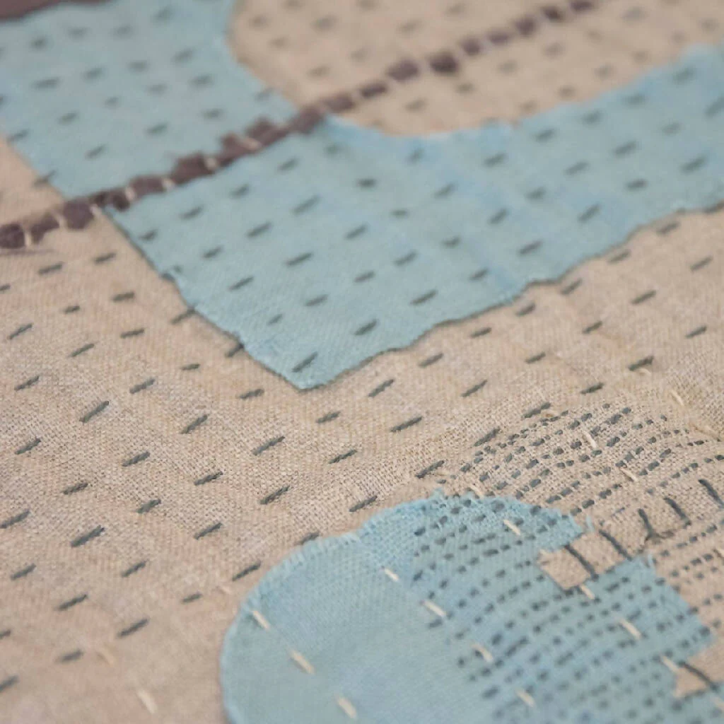 Slow Stitched Mini Linen Quilt Kit, Sewing Project Craft Kit - Image 4