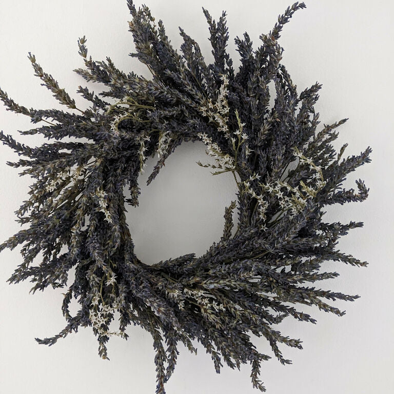 Small English Lavender & White Statice Wreath – 30cm Natural Organic Decoration
