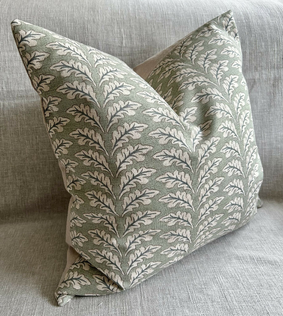 Leafy Sage Green, Linen-Backed Cushion - Image 3