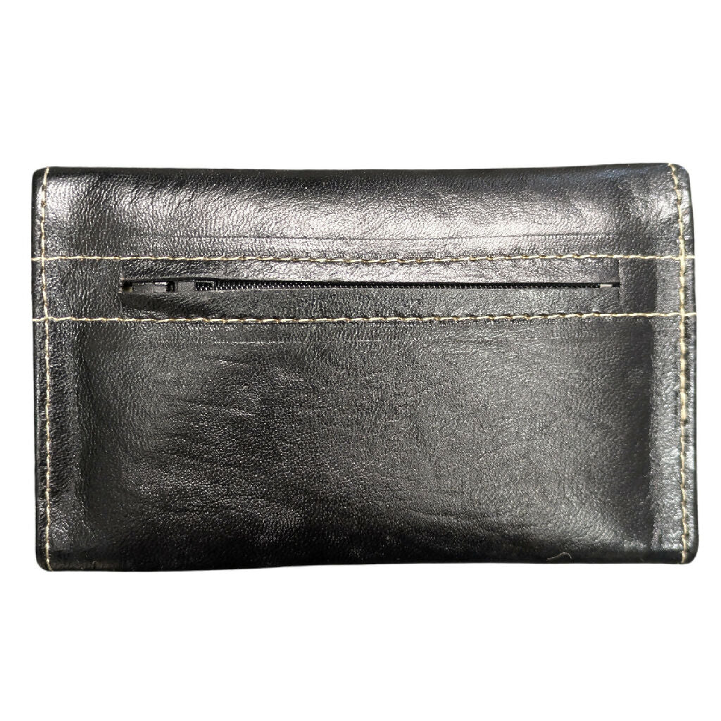 Small Leather Tri-Fold Purse Black - Image 3