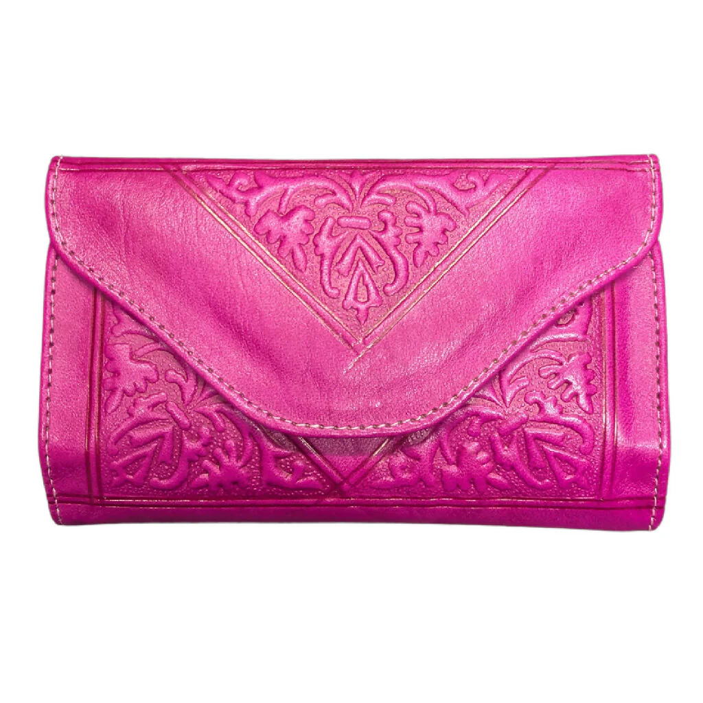 Small Leather Tri-Fold Purse Pink - Image 2
