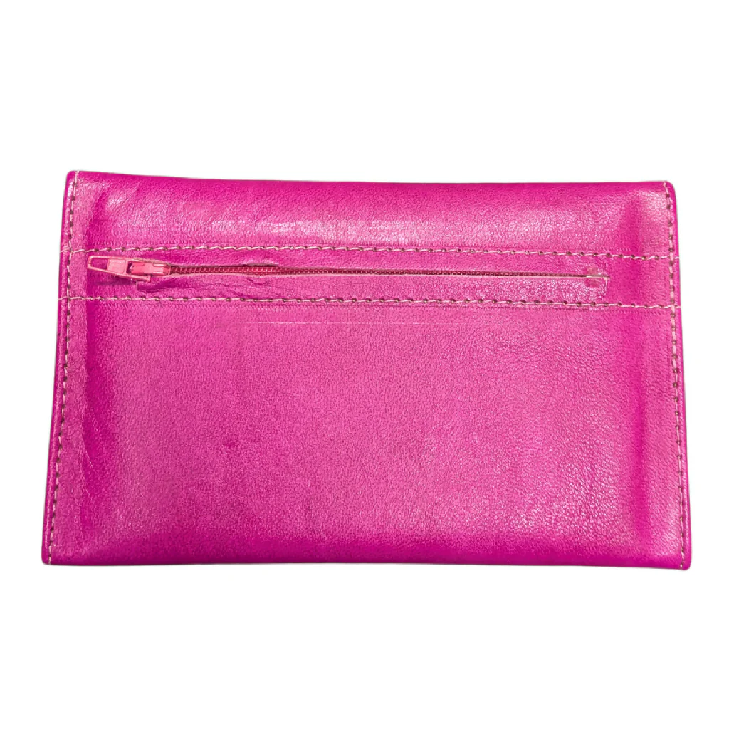 Small Leather Tri-Fold Purse Pink - Image 3