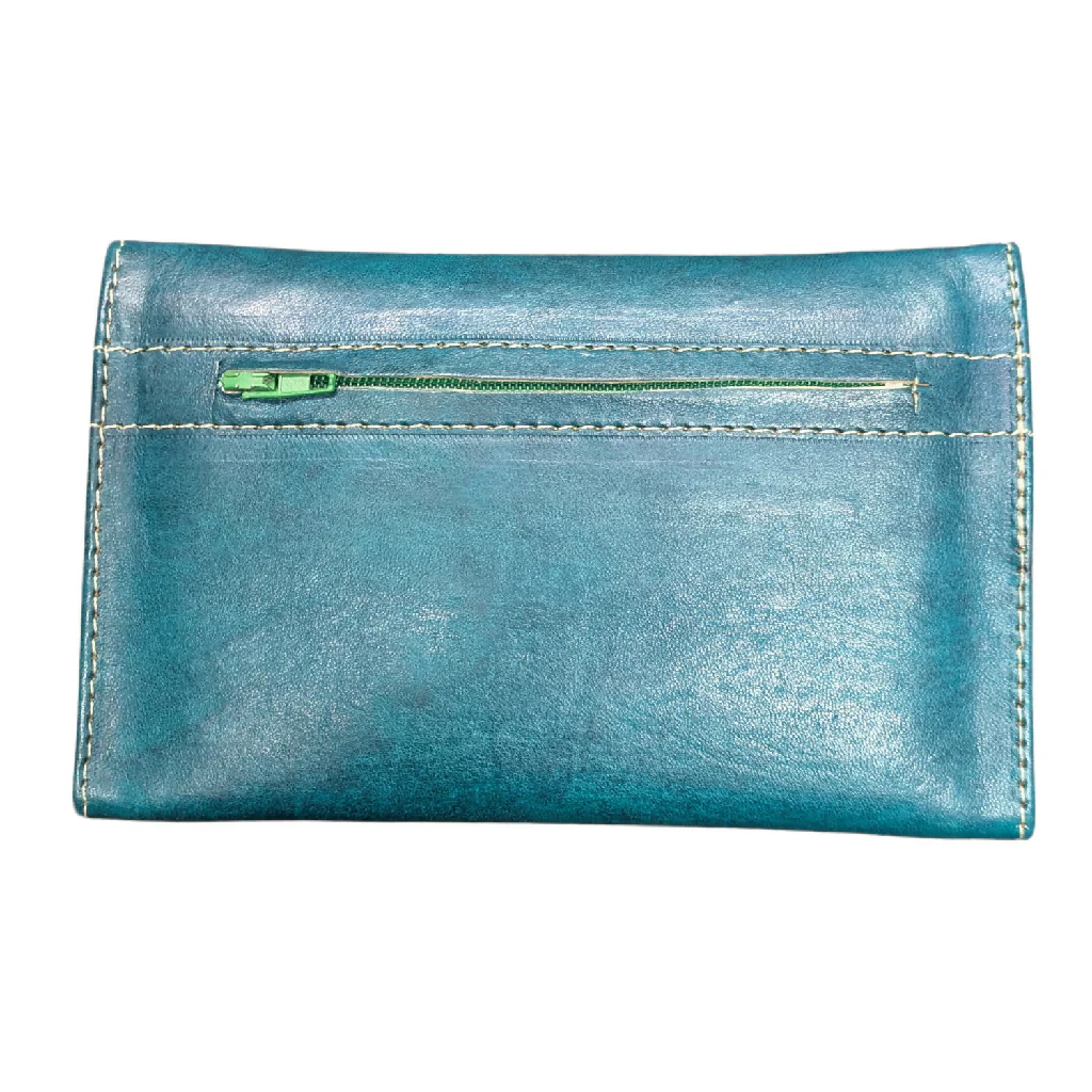 Small Leather Tri-Fold Purse Teal - Image 4