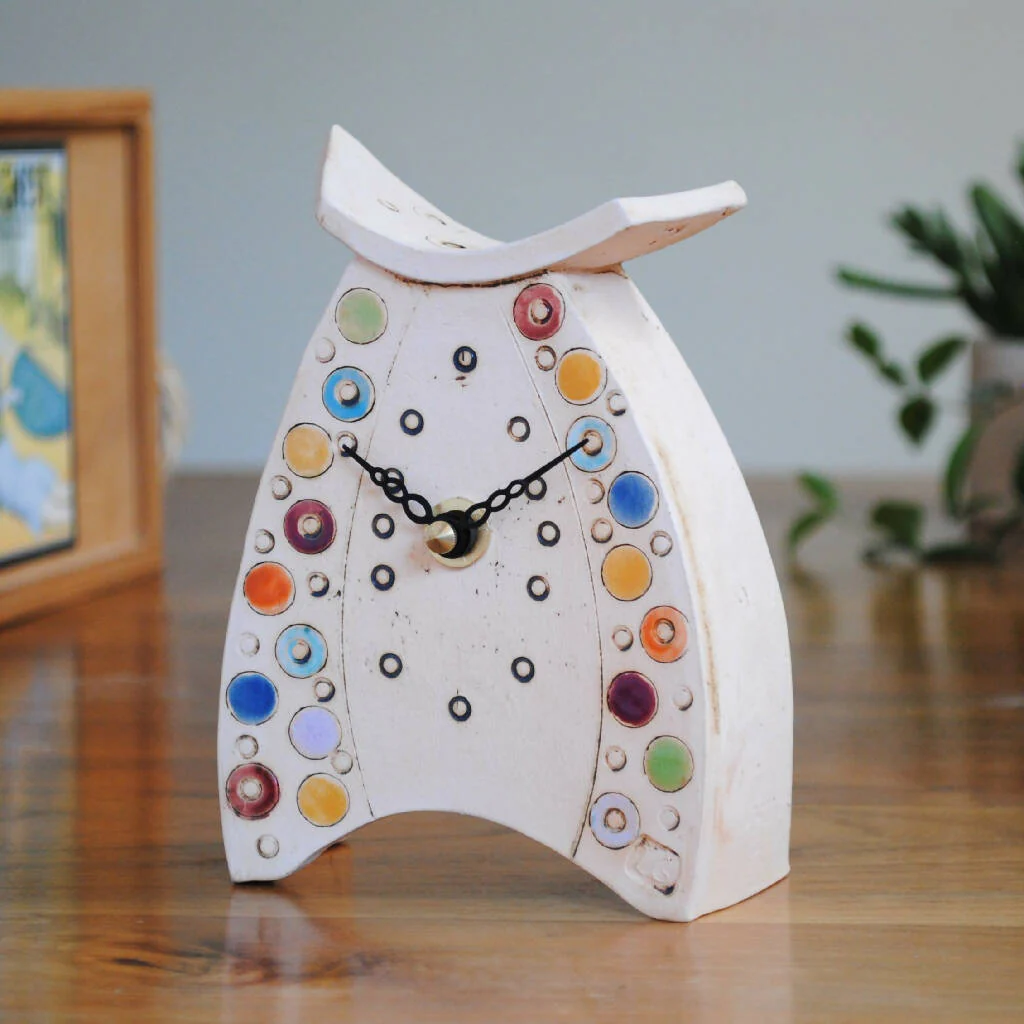 Small Mantel Clock with Brightly Coloured Dots and Spots - Image 3