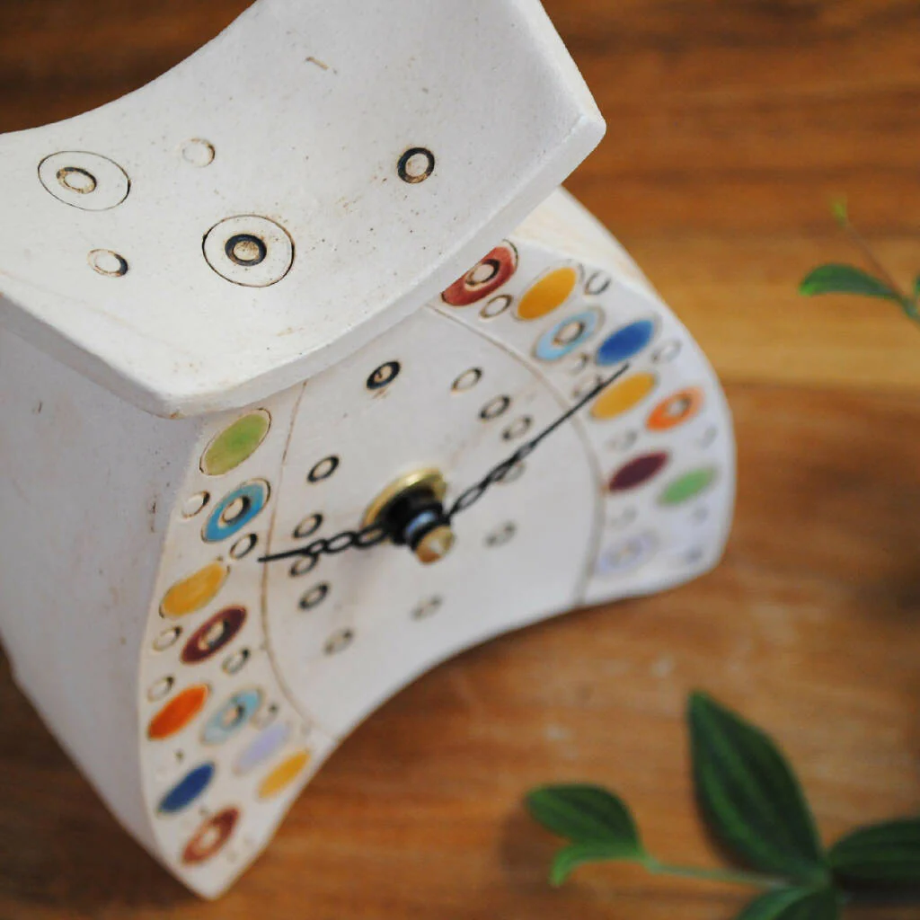 Small Mantel Clock with Brightly Coloured Dots and Spots - Image 4