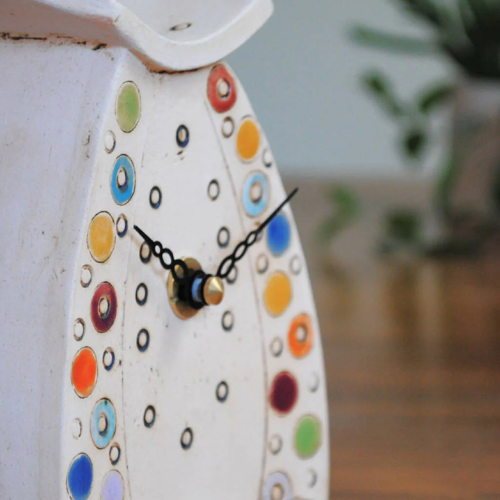 Small Mantel Clock with Brightly Coloured Dots and Spots - Image 5