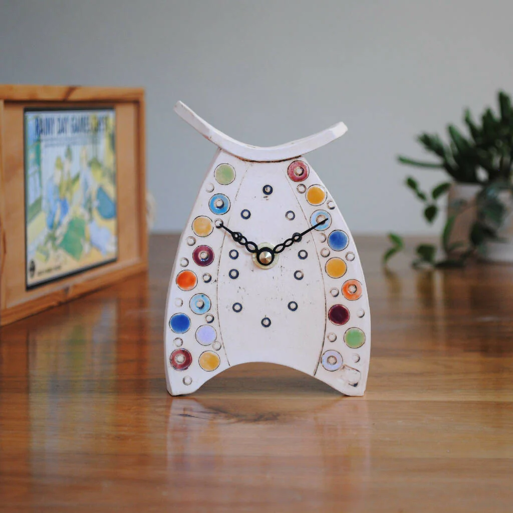 Small Mantel Clock with Brightly Coloured Dots and Spots - Image 6