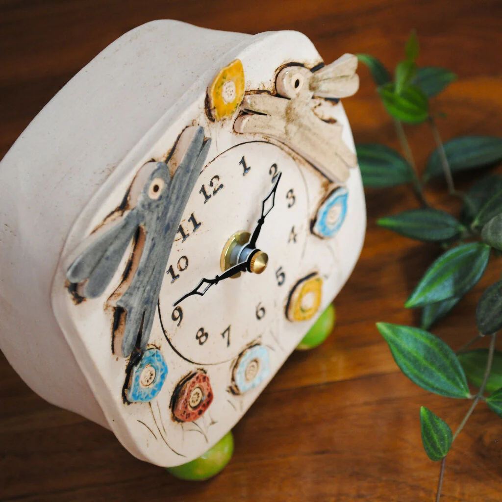 Small Mantel Clock With Brown Rabbit And Grey Hare - Image 3