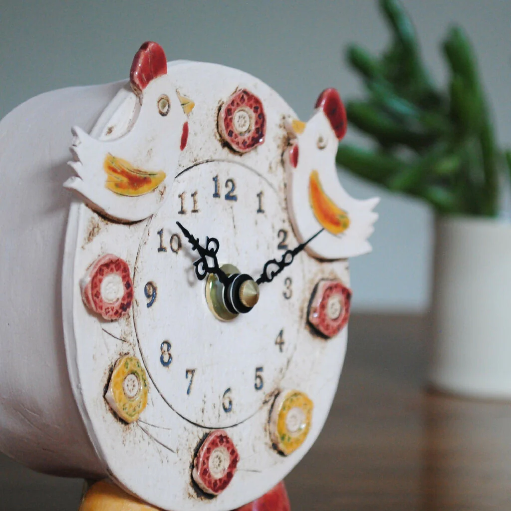 Small Mantel Clock With Chickens - Image 4