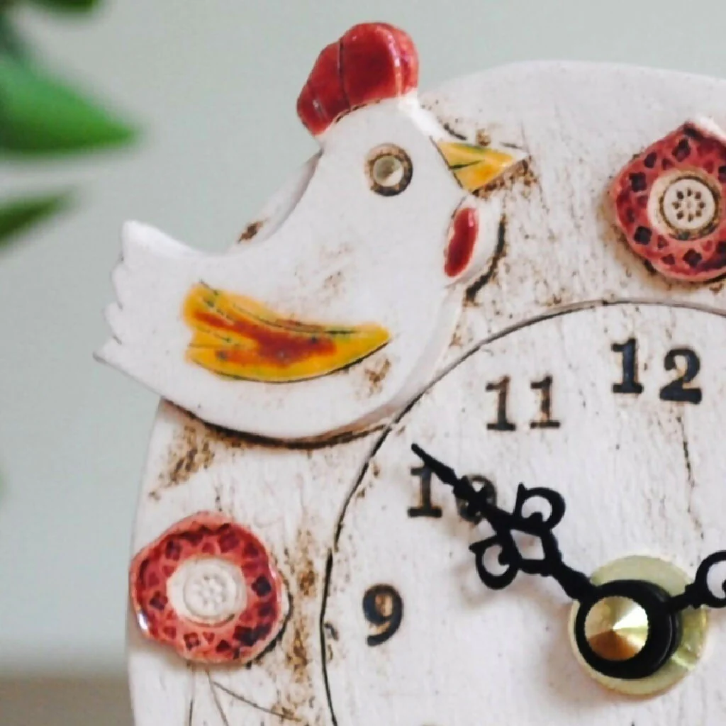Small Mantel Clock With Chickens - Image 5