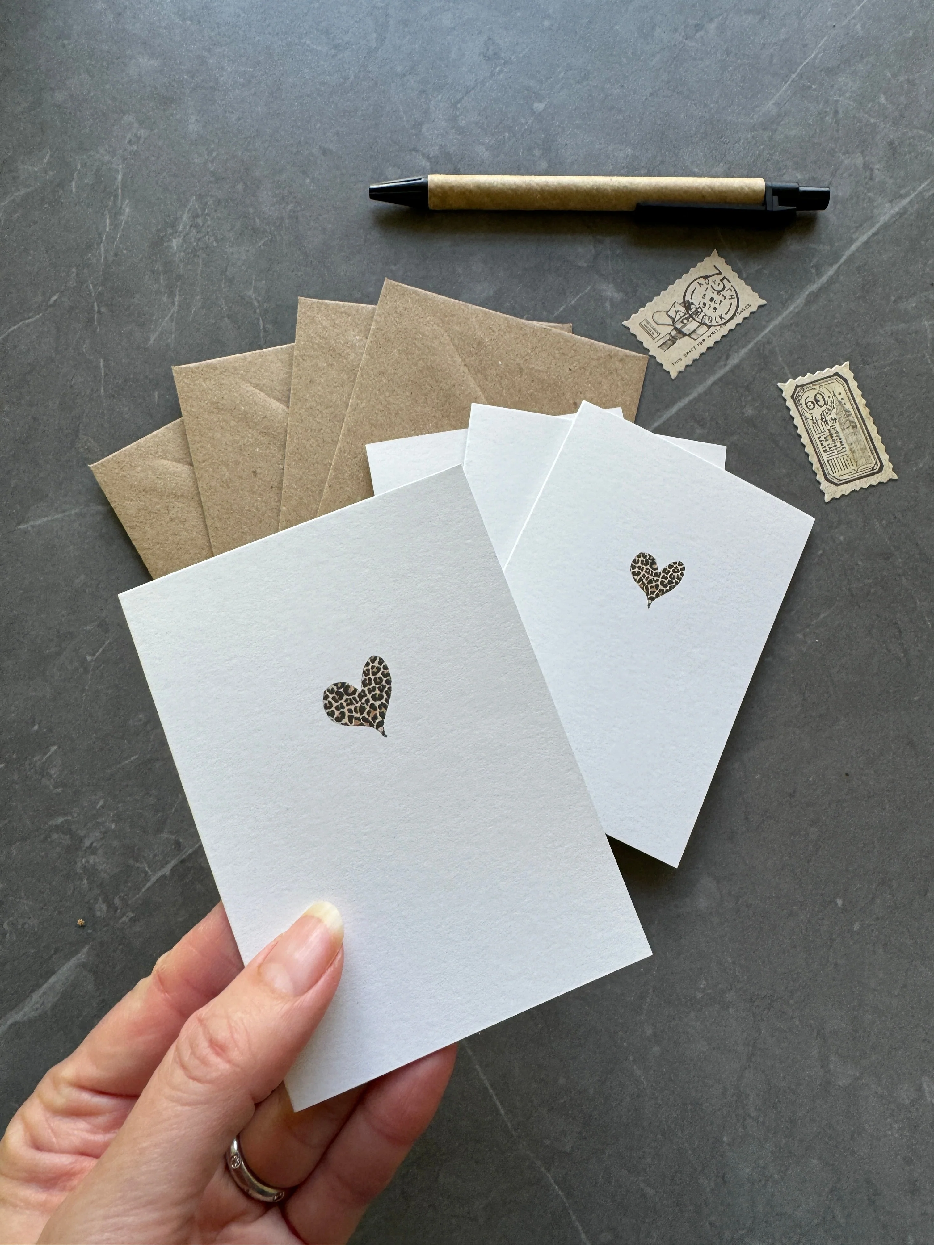 Small note cards with leopard print heart - Image 2