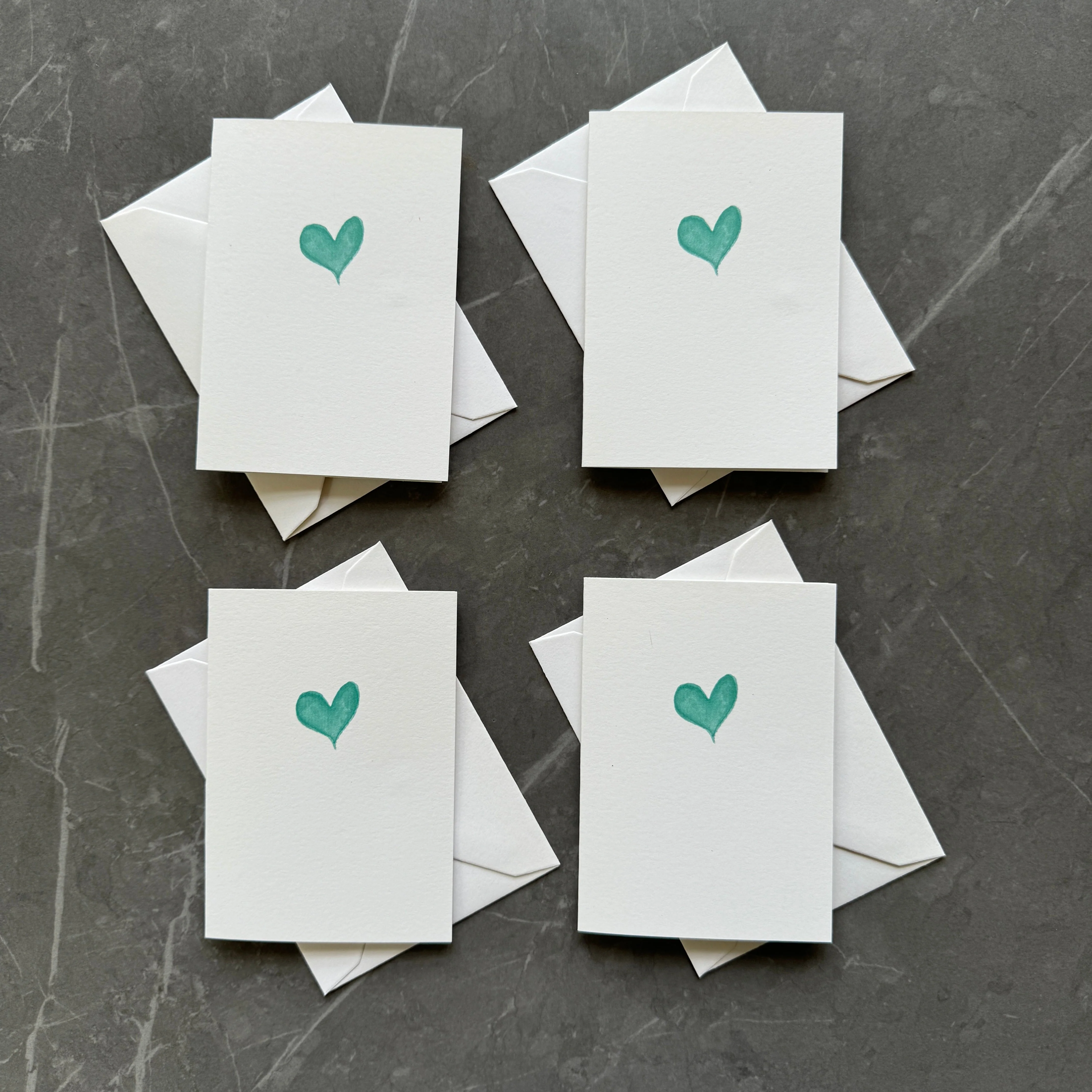 Small note cards with teal watercolour love heart