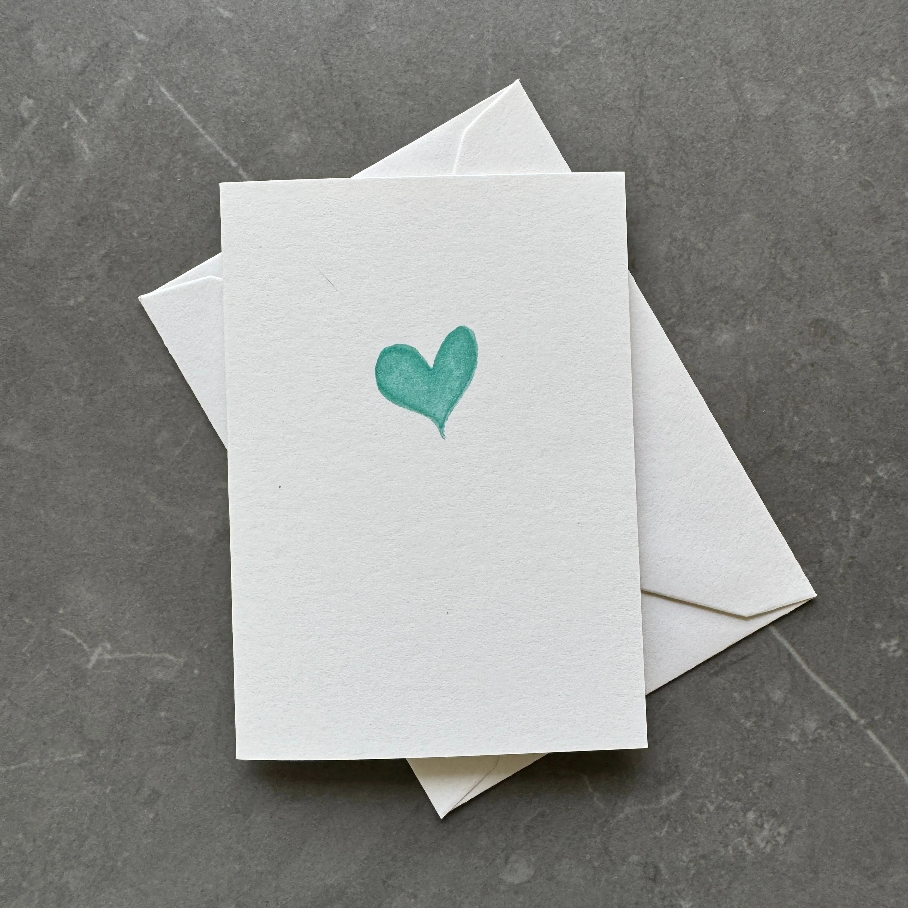 Small note cards with teal watercolour love heart - Image 3