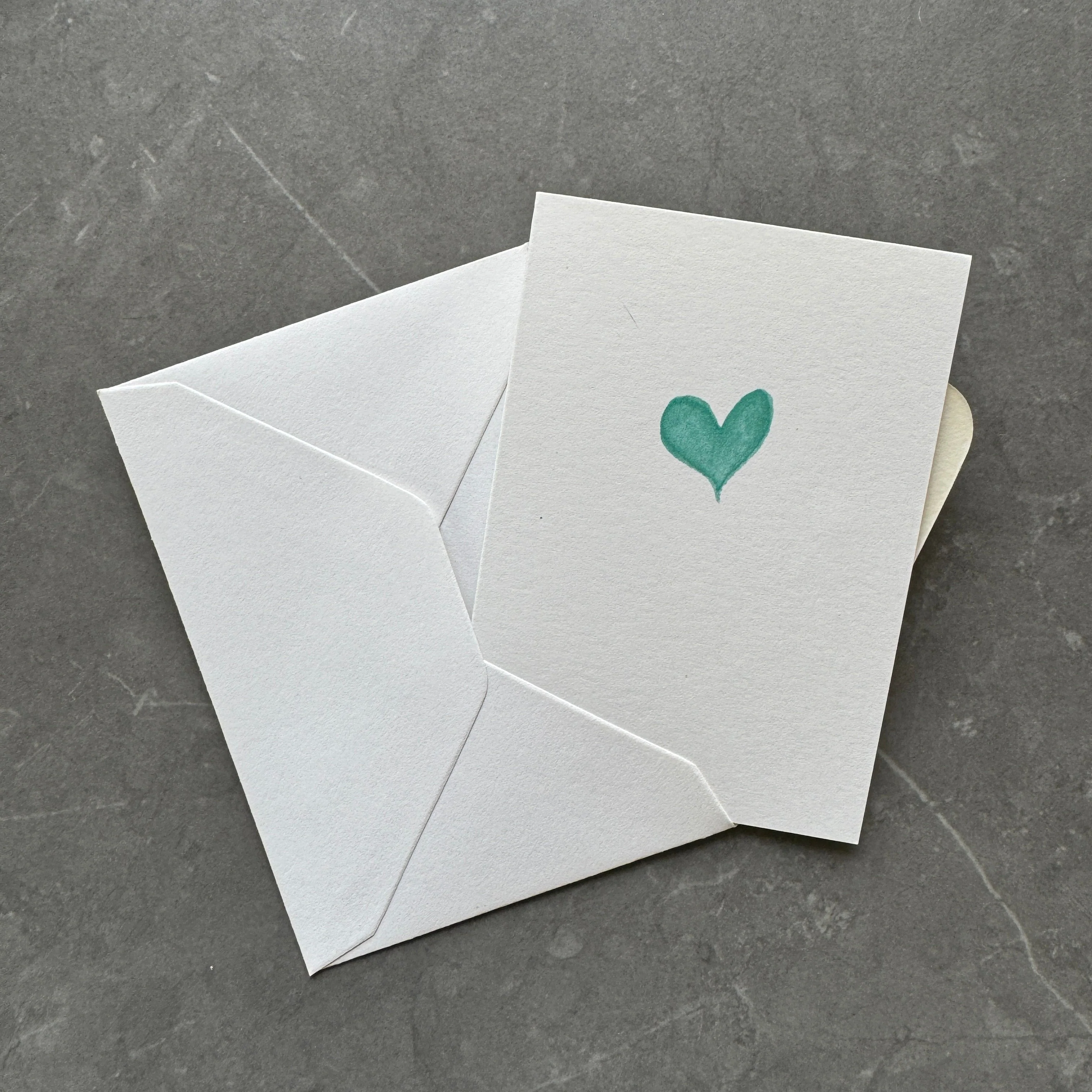 Small note cards with teal watercolour love heart - Image 4