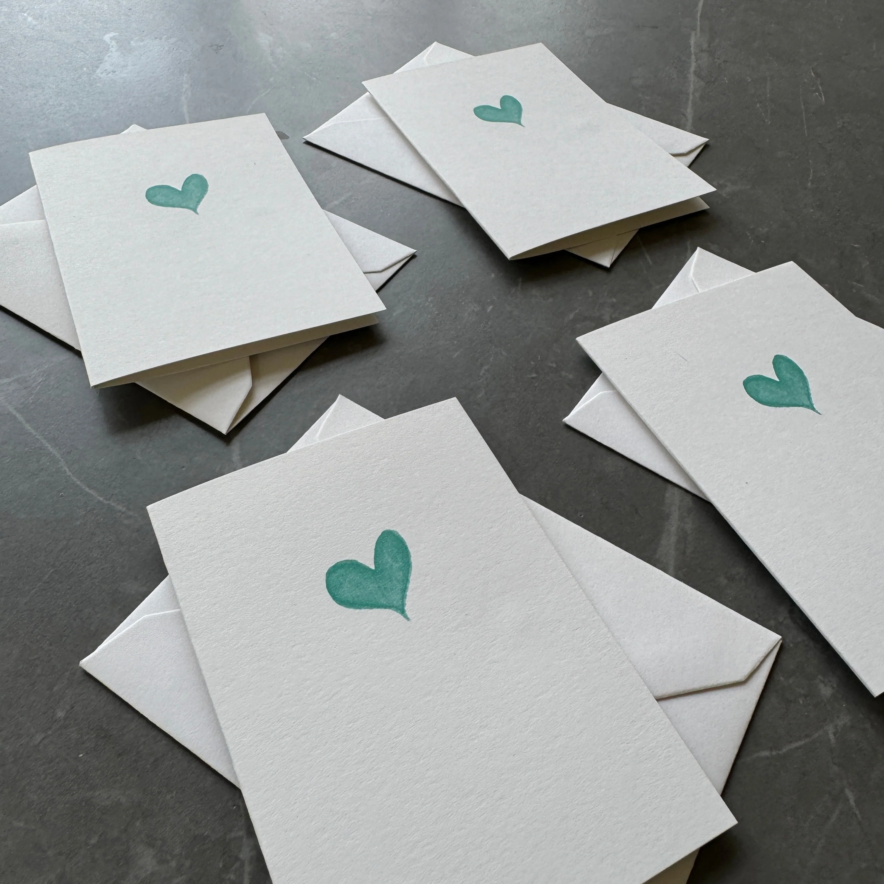 Small note cards with teal watercolour love heart - Image 5