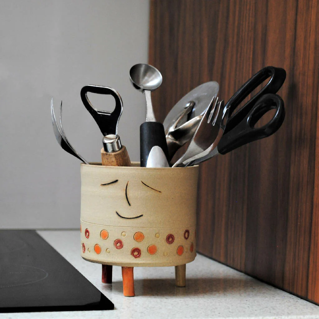 Smiley Face and Polka Dot Ceramic Plant Pot - Image 5