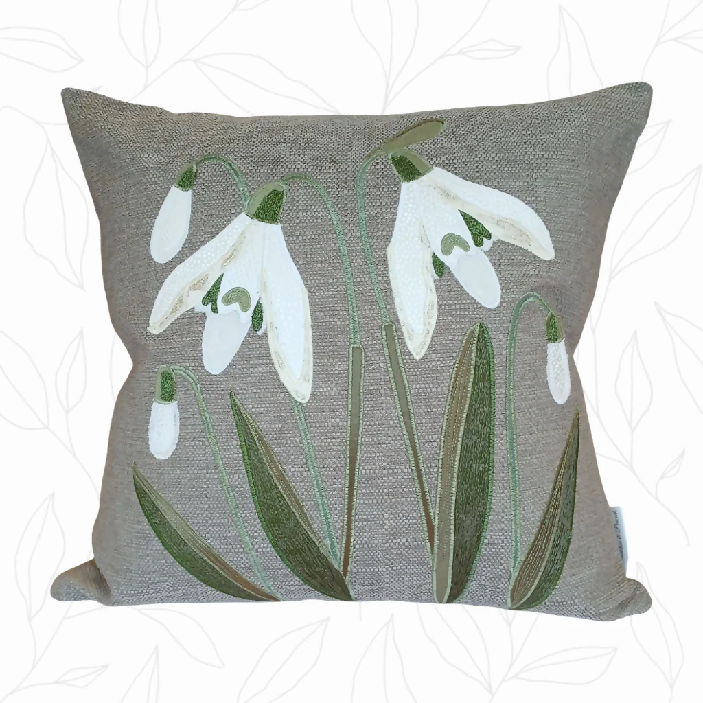 Snowdrops Handmade Cushion - Image 2