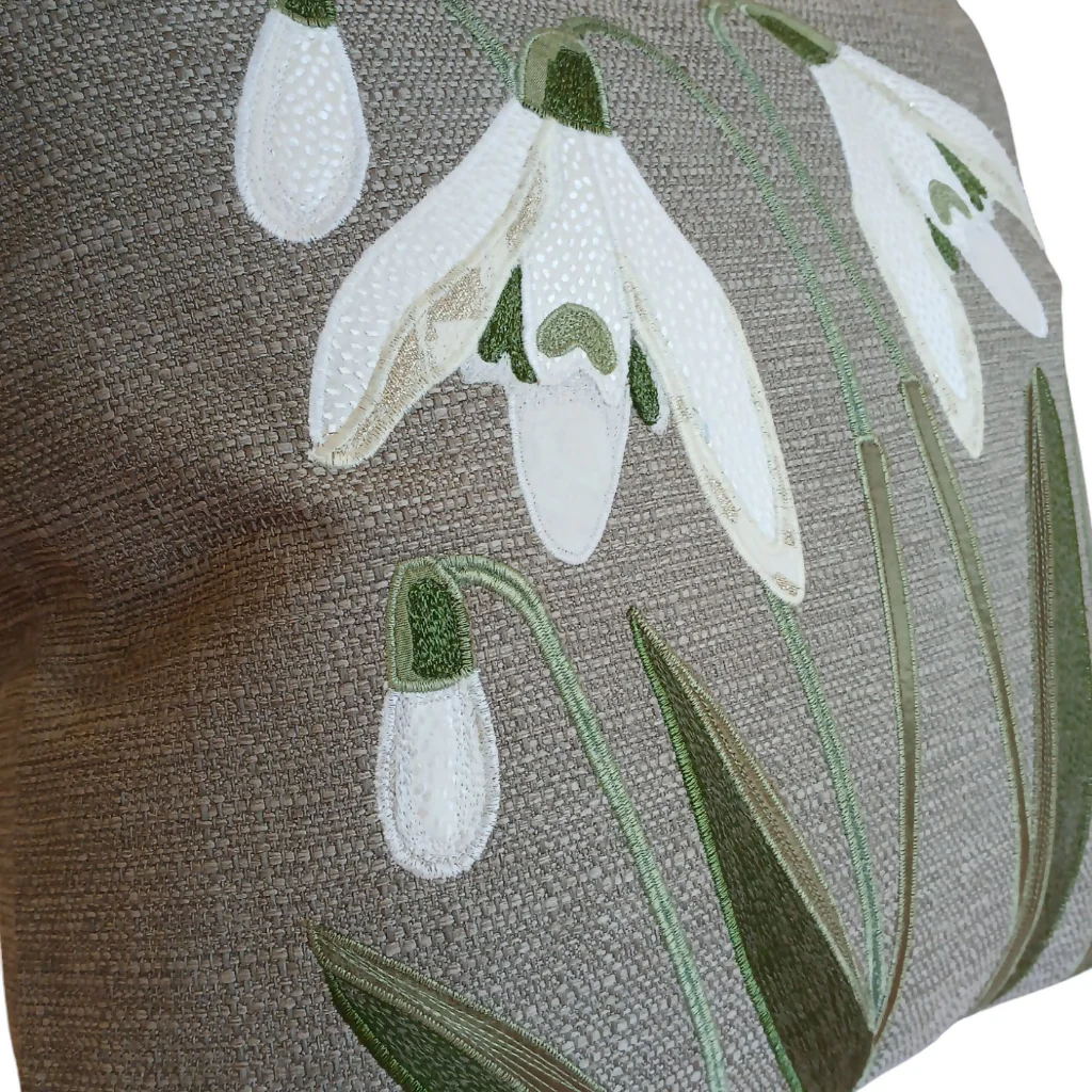Snowdrops Handmade Cushion - Image 3