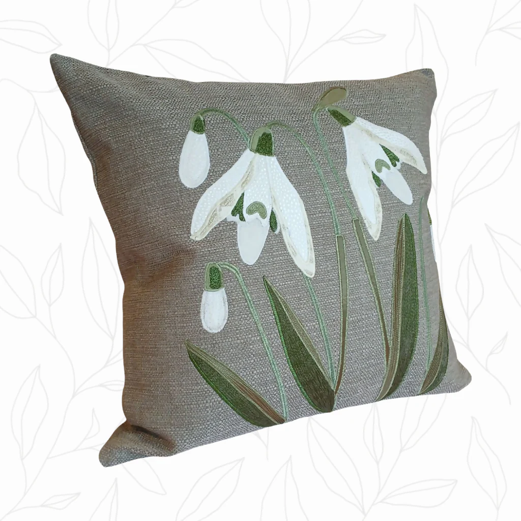Snowdrops Handmade Cushion - Image 5
