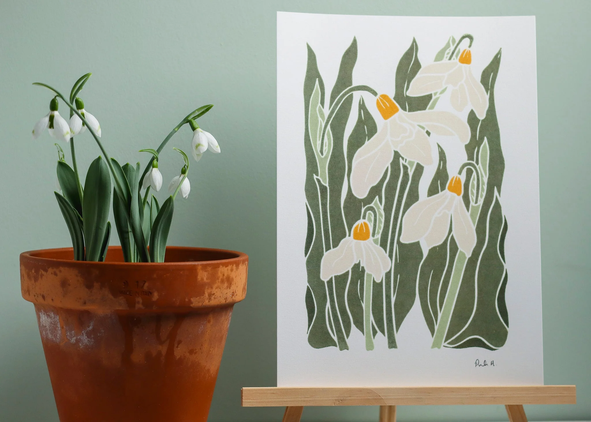 Snowdrops in the Garden | Art Print on Cotton Paper - Image 2