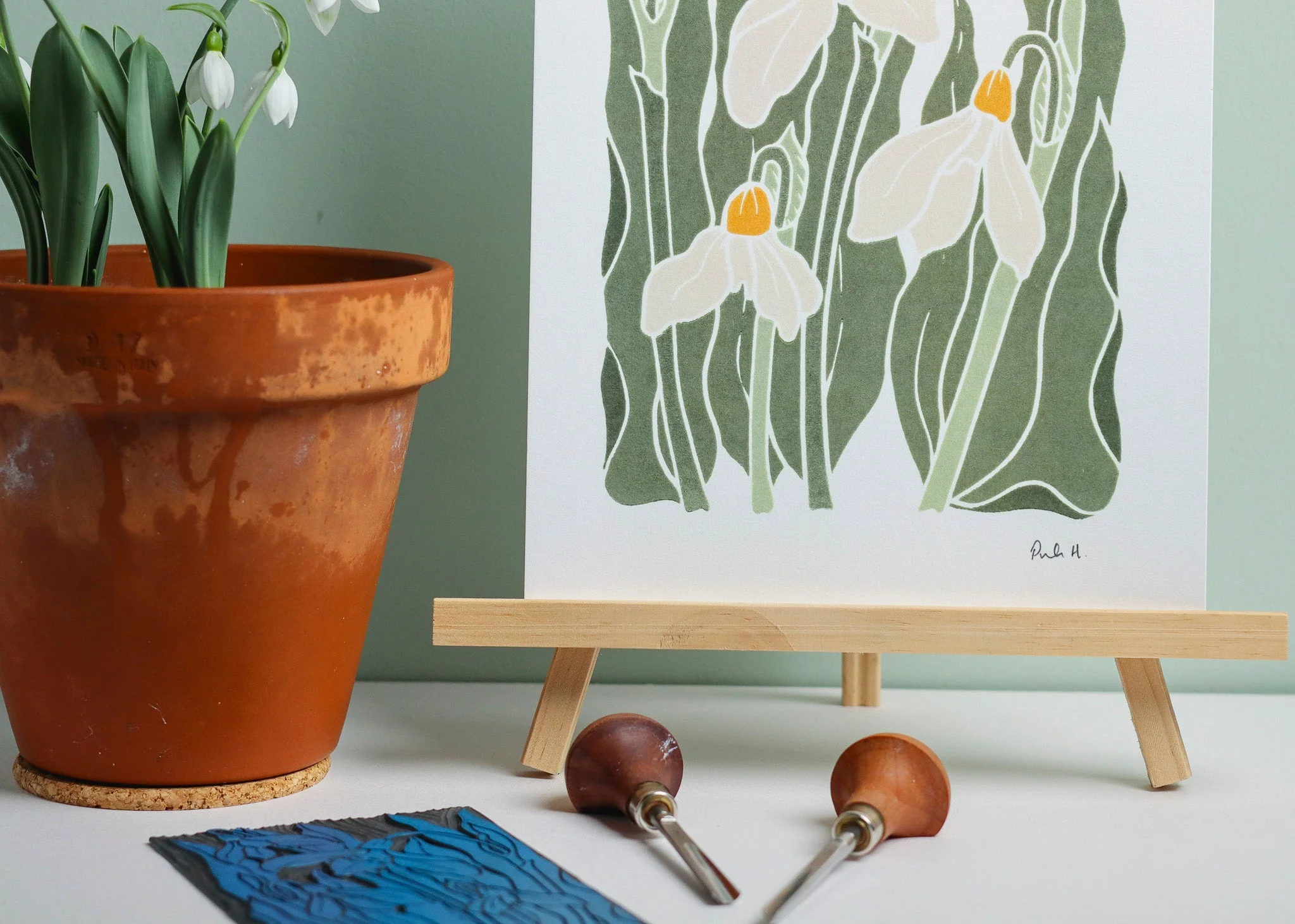 Snowdrops in the Garden | Art Print on Cotton Paper - Image 3