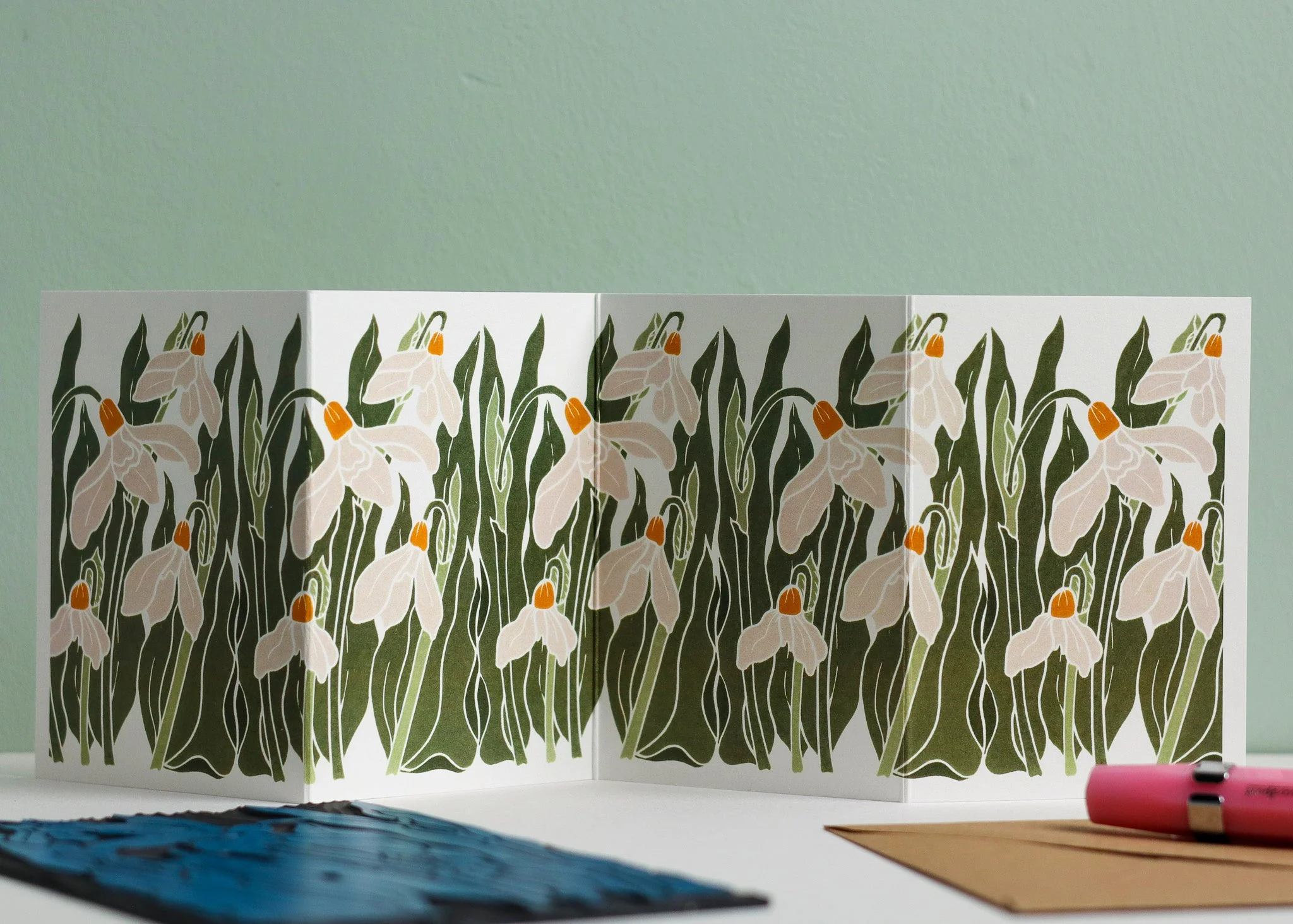 Snowdrops in the Garden Garland Card | Single Card & Envelope - Image 2