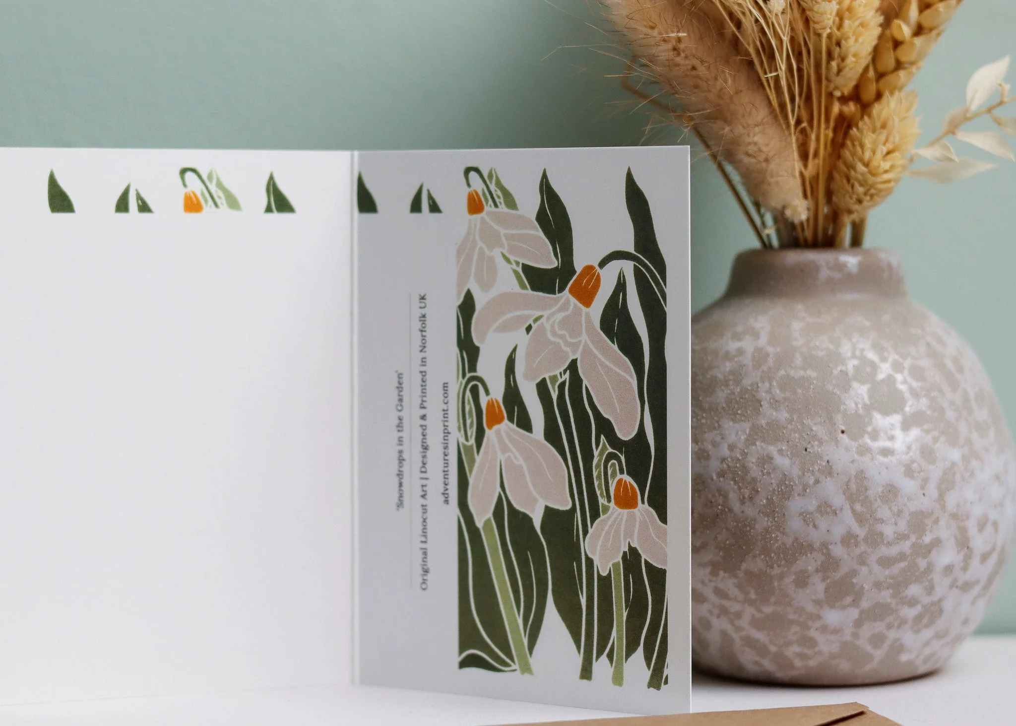 Snowdrops in the Garden Garland Card | Single Card & Envelope - Image 3