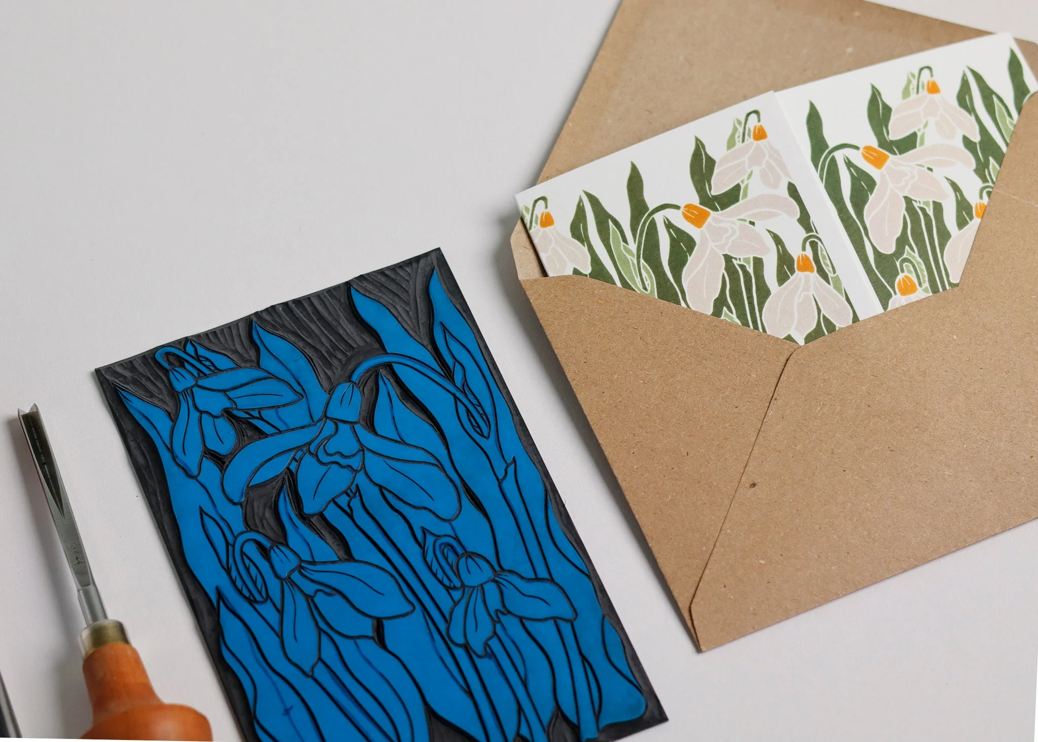 Snowdrops in the Garden Garland Card | Single Card & Envelope - Image 7