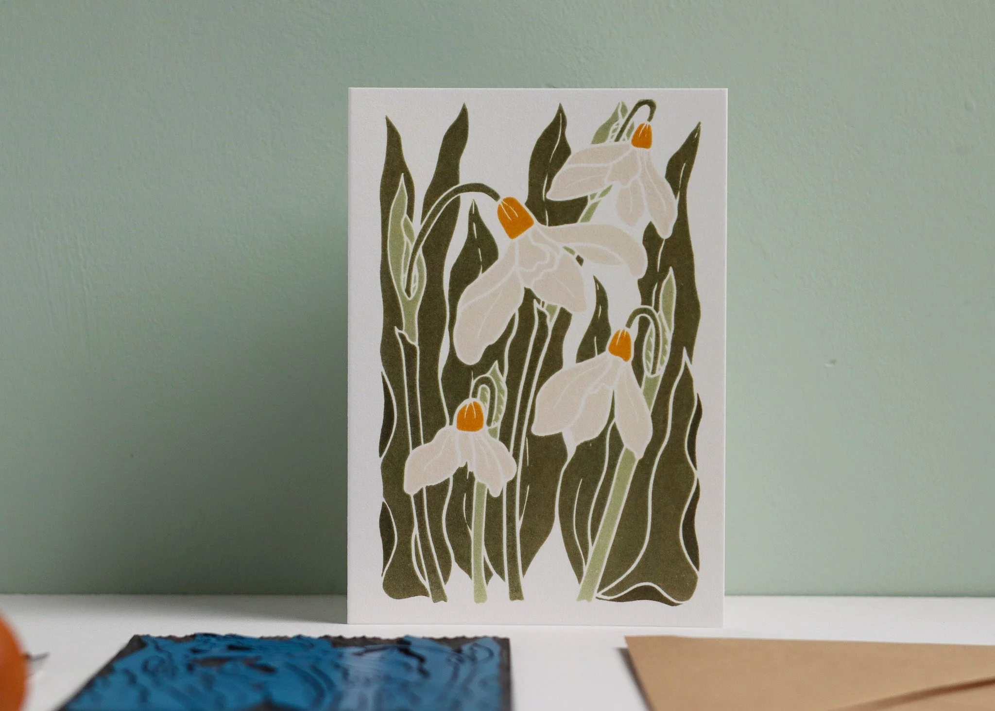 Snowdrops in the Garden Luxury Cotton Card | Single Card & Envelope - Image 5