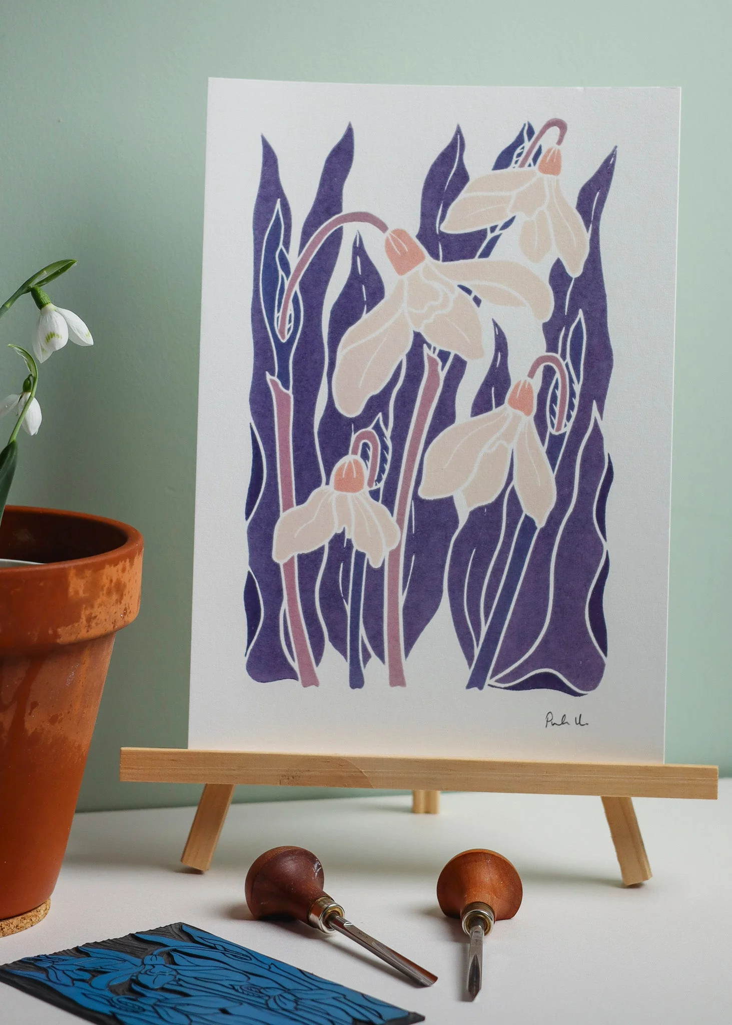Snowdrops in the Night Garden | Art Print on Cotton Paper - Image 6