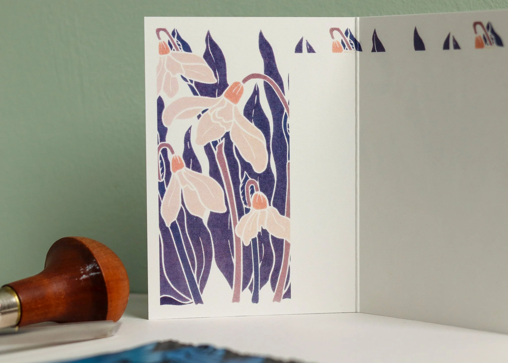 Snowdrops in the Night Garden Garland Card | Single Card & Envelope - Image 3