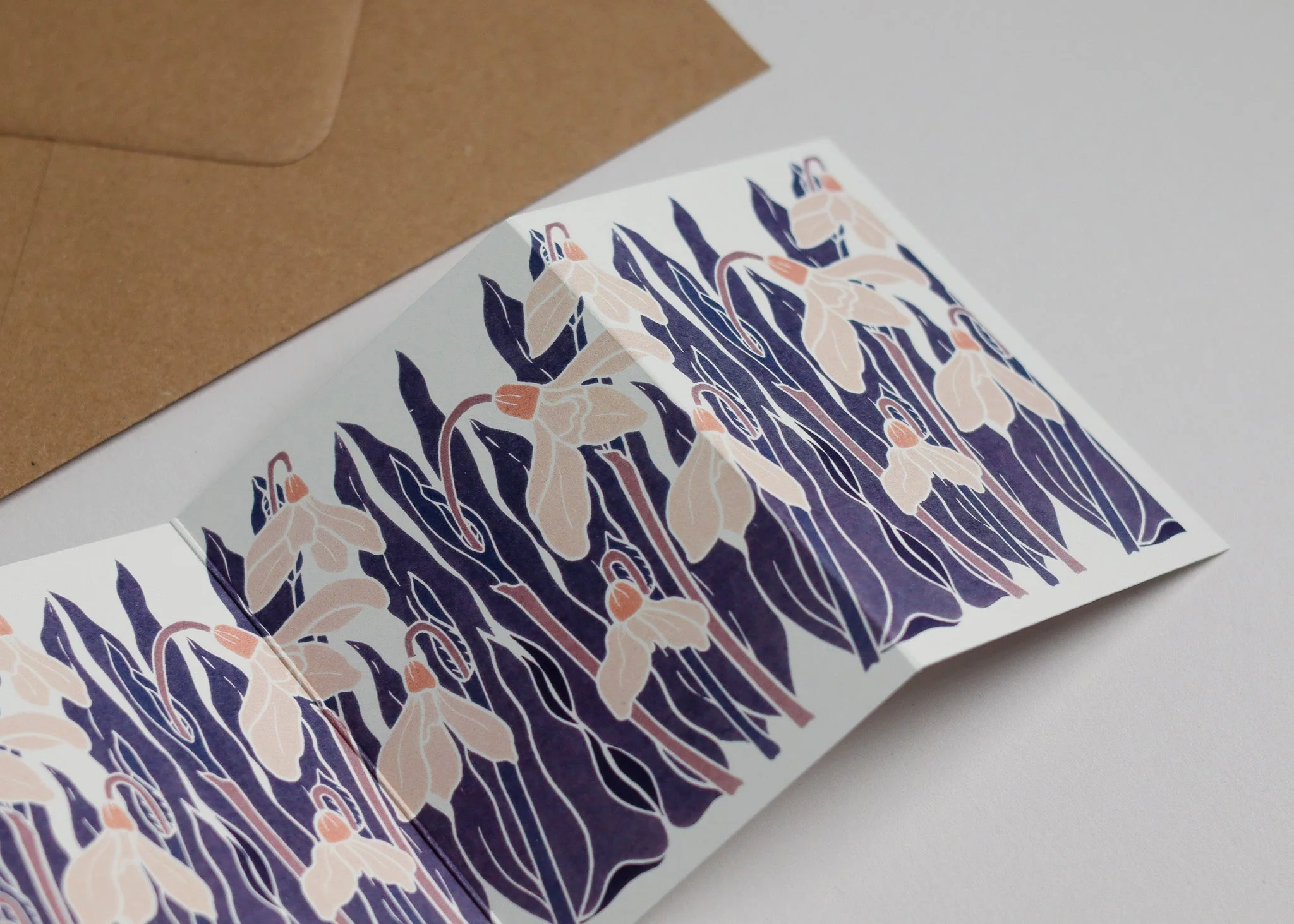 Snowdrops in the Night Garden Garland Card | Single Card & Envelope - Image 5