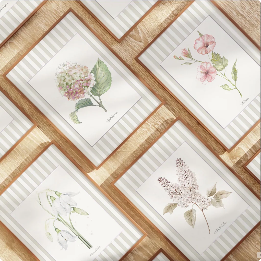Snowdrops Watercolor Print on Striped Background - Image 8