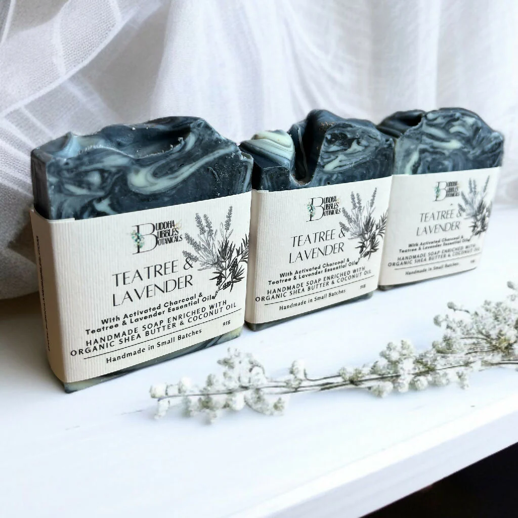 Soap Bar with Activated Charcoal and Teatree and Lavender Essential Oils - Small and Large Size
