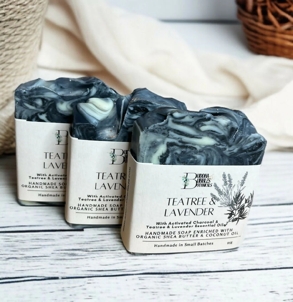 Soap Bar with Activated Charcoal and Teatree and Lavender Essential Oils - Small and Large Size - Image 2