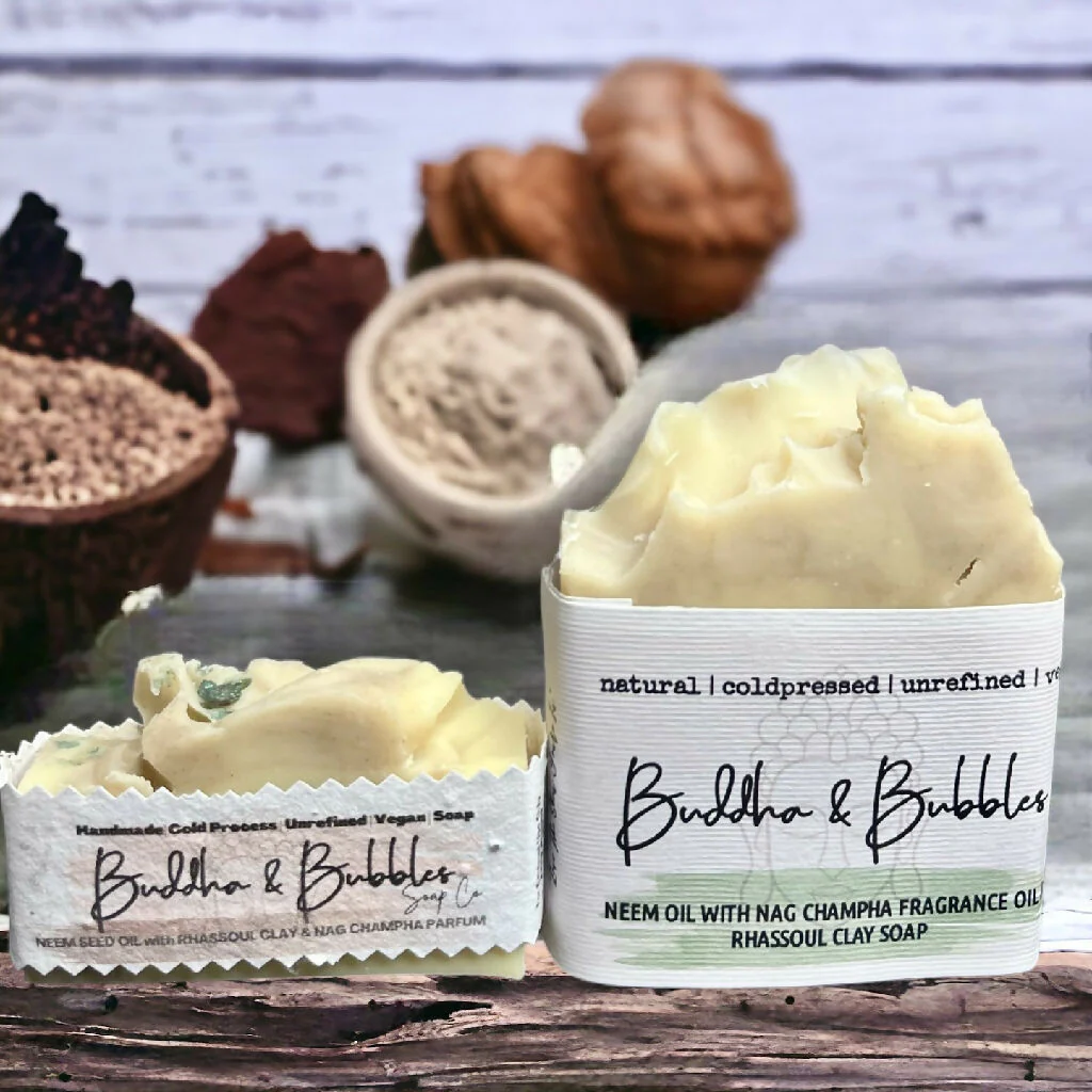 Soap Bar with Neem Seed Oil and Rhassoul Clay with Organic Shea and Coconut Oils Small and Large Size - Image 2