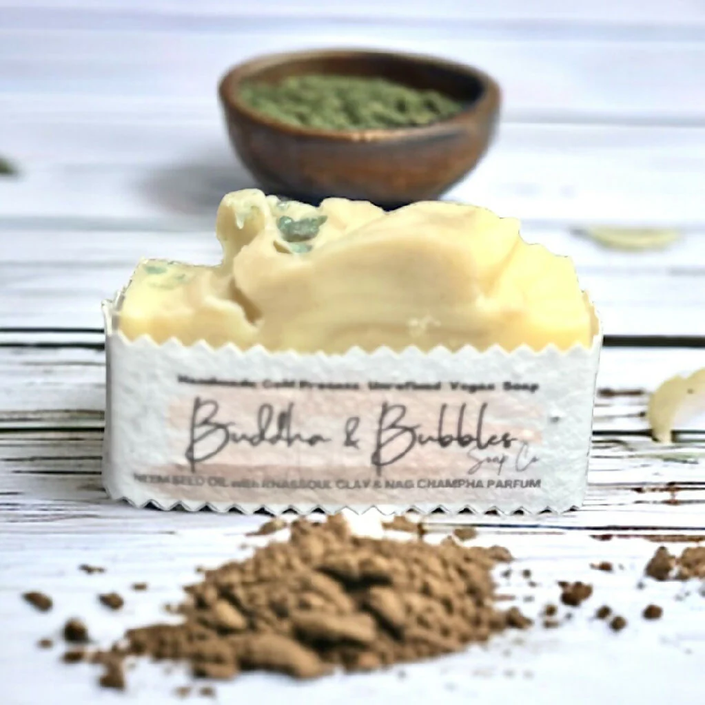 Soap Bar with Neem Seed Oil and Rhassoul Clay with Organic Shea and Coconut Oils Small and Large Size - Image 4
