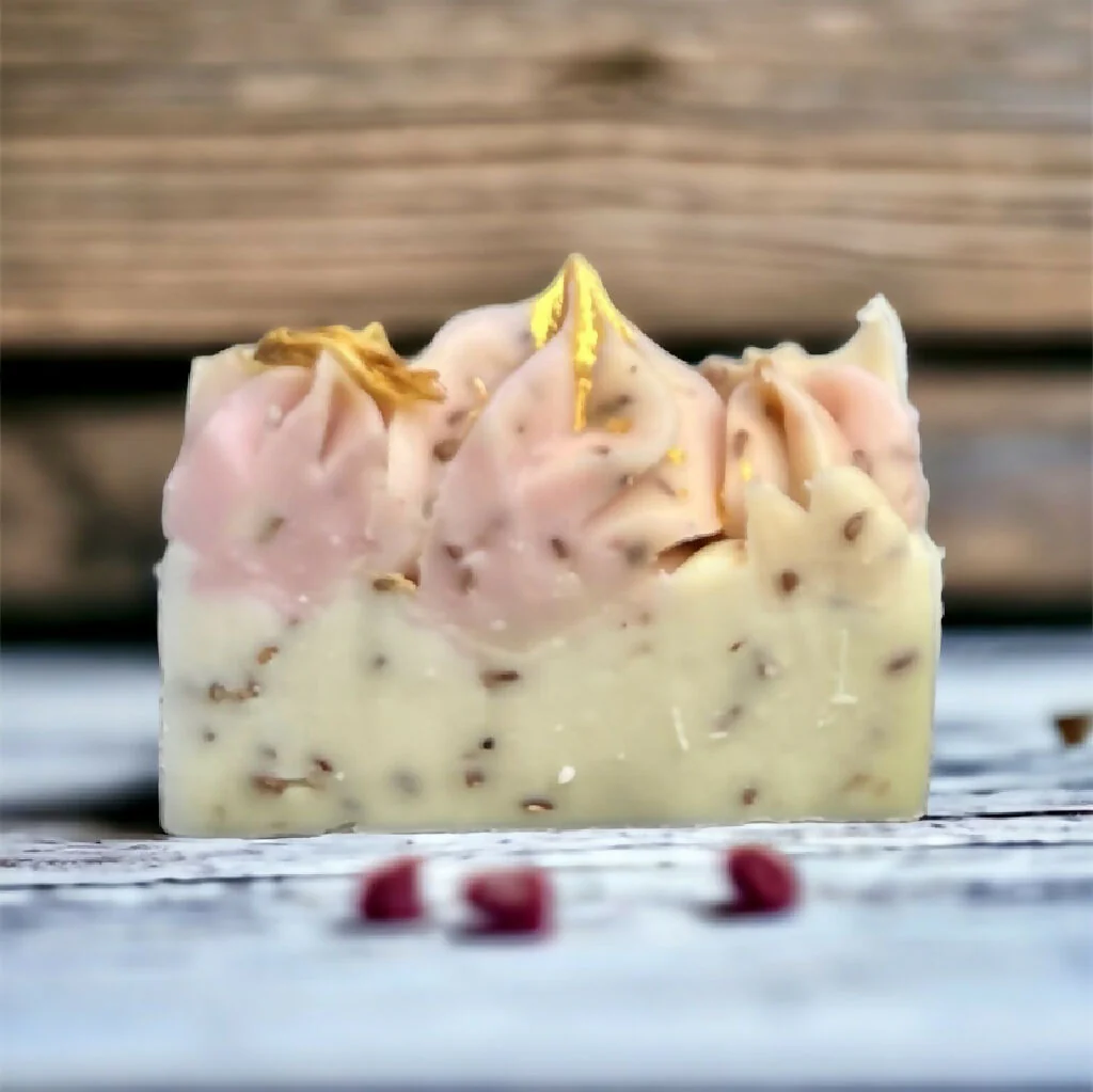 Soap Bar with Upcycled Raspberry Seeds with Frankincense, Orange Blossom & Neroli Small and Large Size - Image 5