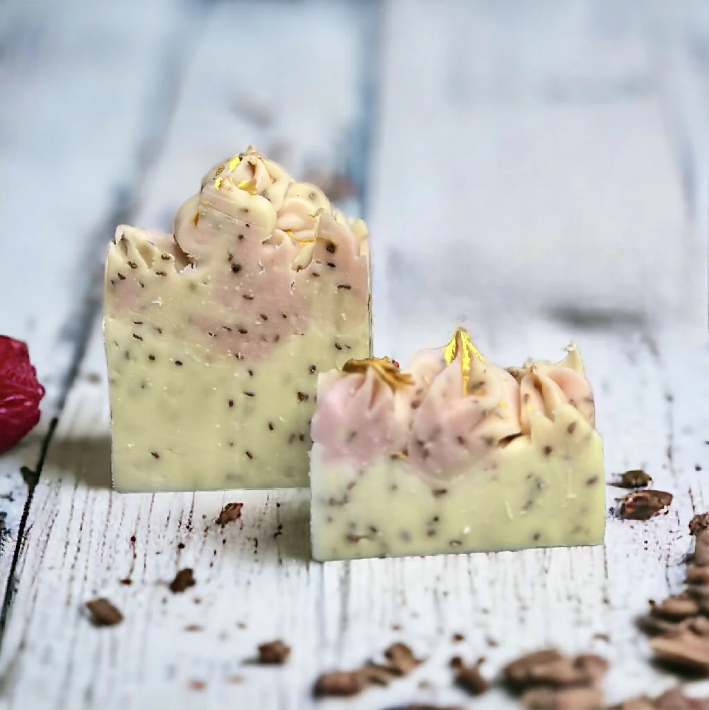 Soap Bar with Upcycled Raspberry Seeds with Frankincense, Orange Blossom & Neroli Small and Large Size - Image 6