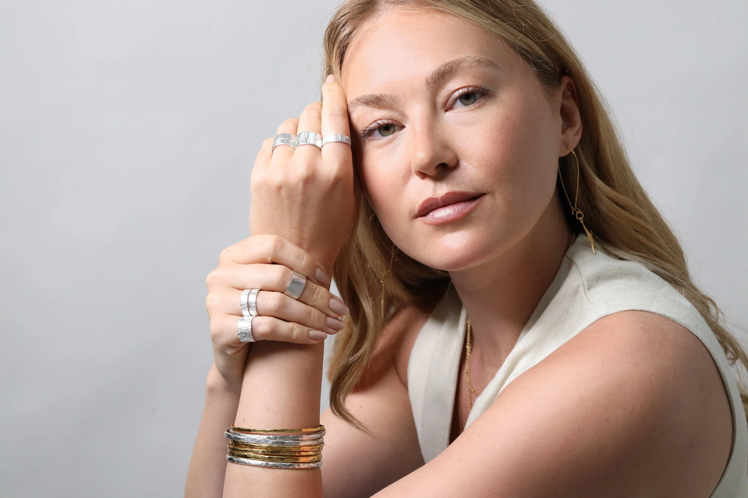 Solid Hammered Bangles